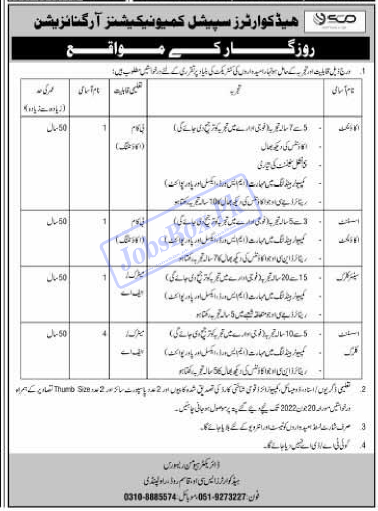 Special Communication Organization SCO Jobs 2022 – Current Openings