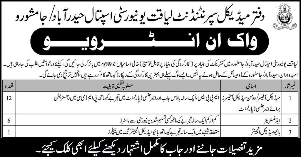 Liaquat University of Medical & Health Sciences 2024 (Staff Required)