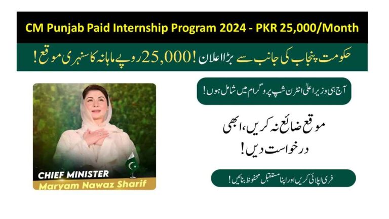 Apply Online for CM Punjab Paid Internship Program 2024 – PKR 25,000/Month