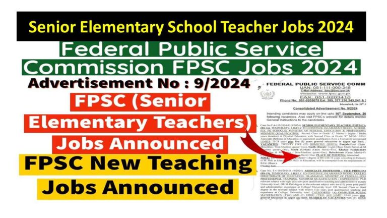 Senior Elementary School Teacher Jobs 2024 – Govt Teaching job openings