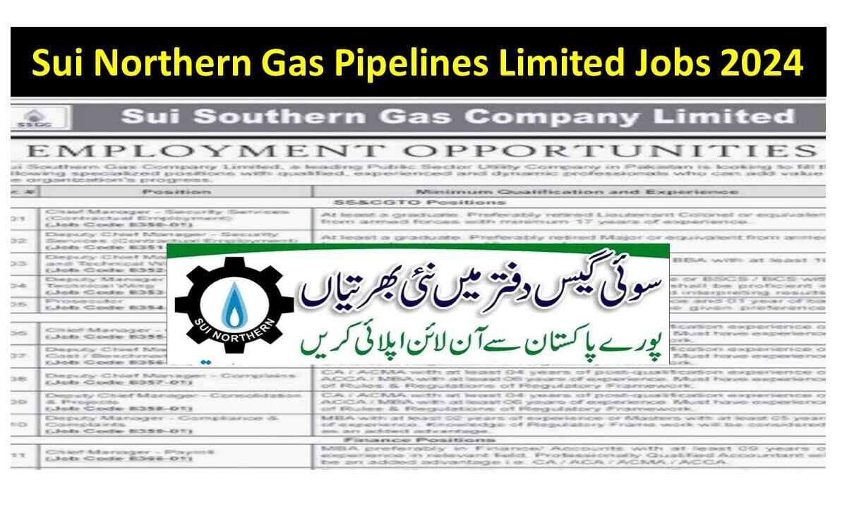 Sui Northern Gas Pipelines Limited Jobs 2024