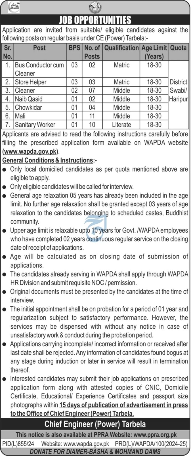 New WAPDA Jobs October 2024 Application Form