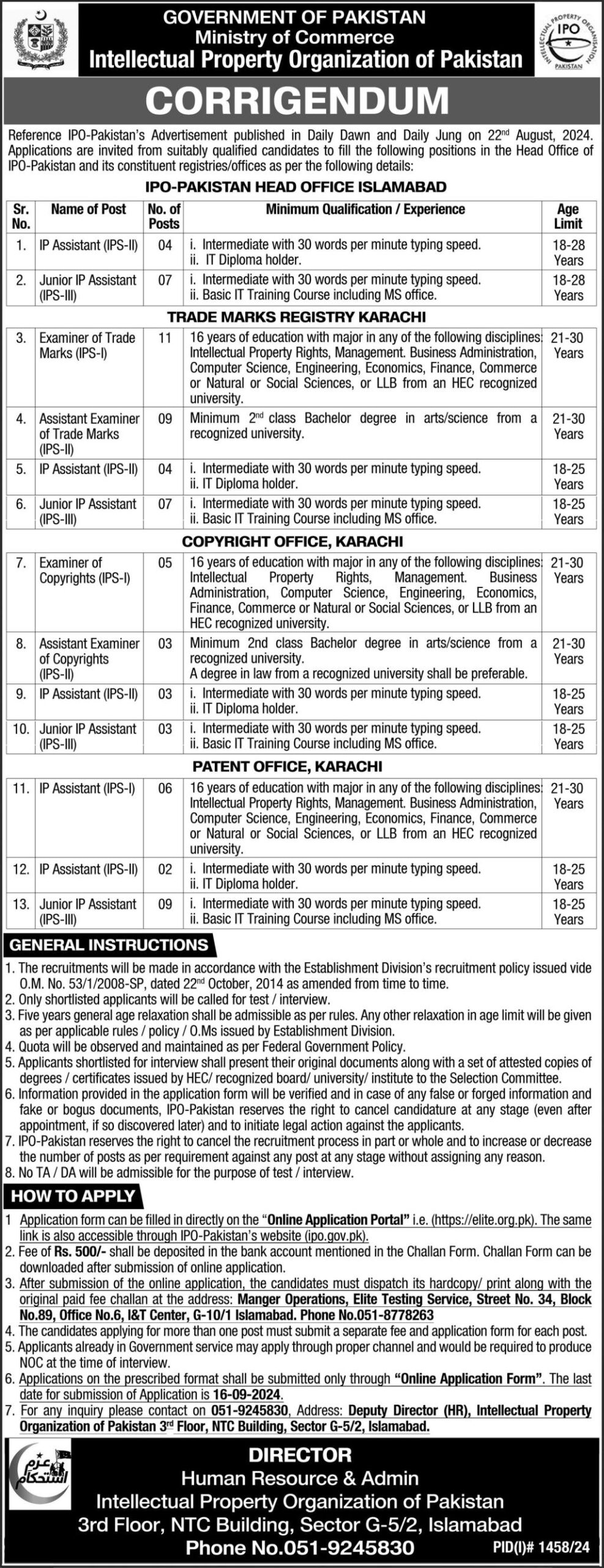 Ministry Of Commerce Islamabad Latest Jobs September 2024