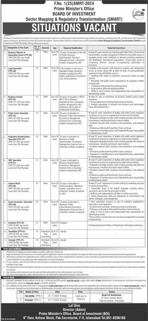 BOI Sector Mapping & Regulatory Transformation Jobs October 2024