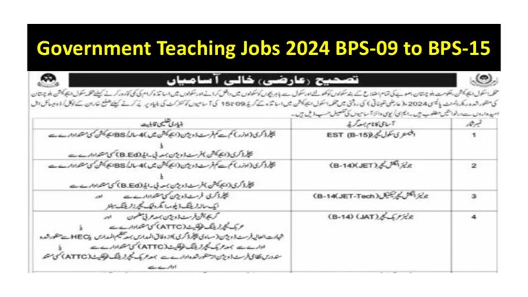 The School Education Department Balochistan has announced various teaching positions for 2024. These government jobs are on a contract basis and open to both males and females. Balochistan School Education Department recruitment 2024: Teaching positions for EST, JET, JDM, PET, JVT and ESTs. Contract basis, apply now. Available Positions: Job Title Grade Elementary School Teacher (EST) BPS-15 Junior English Teacher (JET) BPS-14 Junior English Teacher (Technical) (JET-Tech) BPS-14 Junior Arabic Teacher (JAT) BPS-14 Physical Education Teacher (PET) BPS-14 Drawing Master (DM) BPS-14 Junior Vernacular Teacher (JVT) BPS-09 Moallam-ul-Quran (MQ) BPS-09 Eligible Districts: Kharan Dukki Sorab Dera Bughti Quetta Basic Terms and Conditions: Candidates must have the required education (graduation) and be under 55 years old. Government servants should apply through proper channels. Only relevant district domicile holders are eligible. Disabled persons and minorities have separate quotas. A disability affecting the educational process is not acceptable. For more information and application details, visit the School Education Department Balochistan's website or contact the District Education Officer. Government Teaching Jobs 2024 BPS-09 to BPS-15 in Balochistan