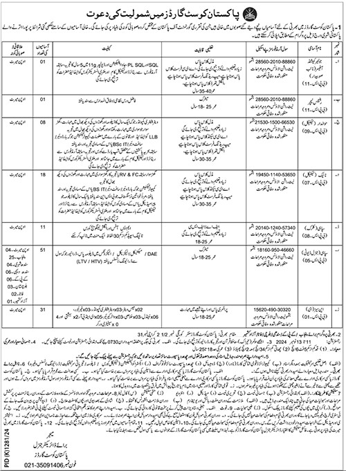 Pakistan Coast Guard Jobs October 2024