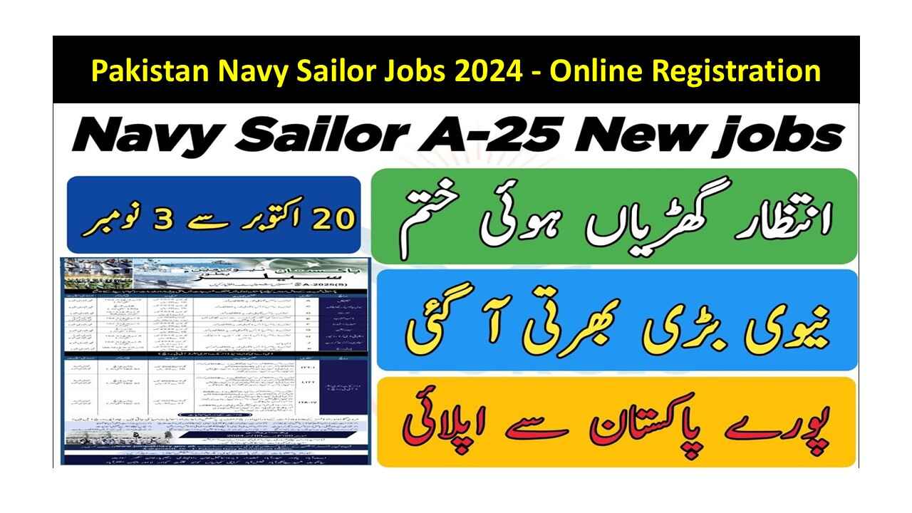 Pakistan Navy Sailor Jobs 2024 Online Registration