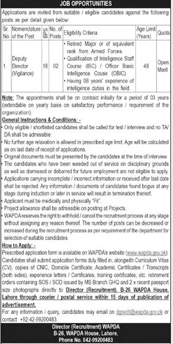 WAPDA House Lahore Jobs November 2024