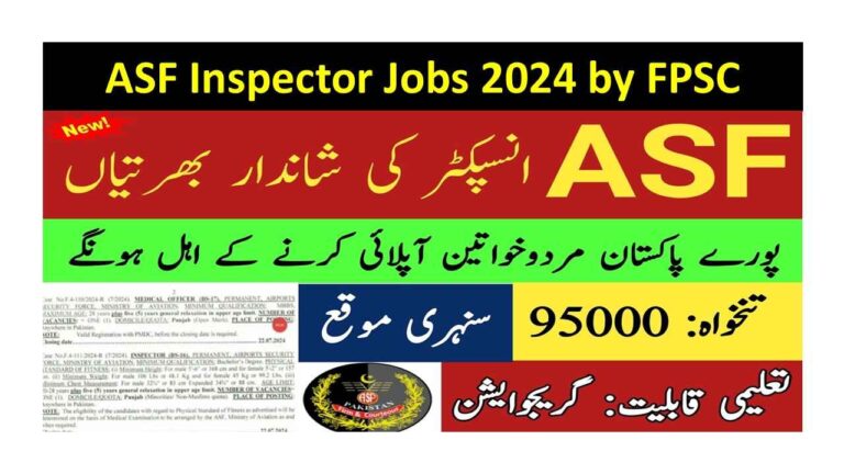 ASF Inspector Jobs 2024 by FPSC – Latest Advertisement