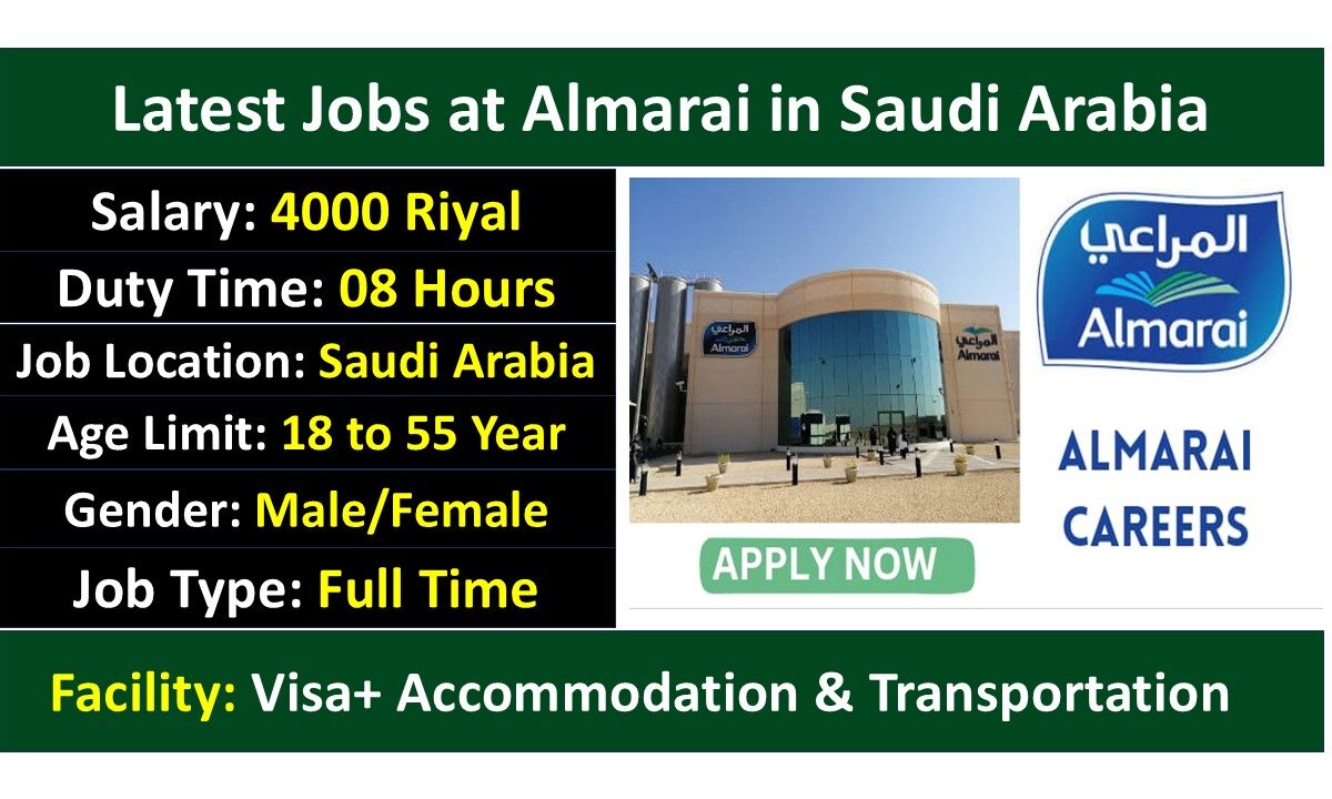 Latest Jobs at Almarai in Saudi Arabia