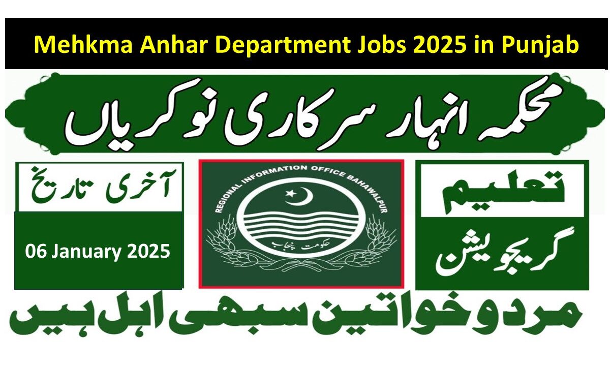 Mehkma Anhar Department Jobs 2025 in Punjab