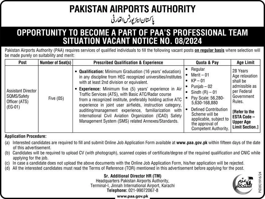 Pakistan Airports Authority PAA Jobs 2025