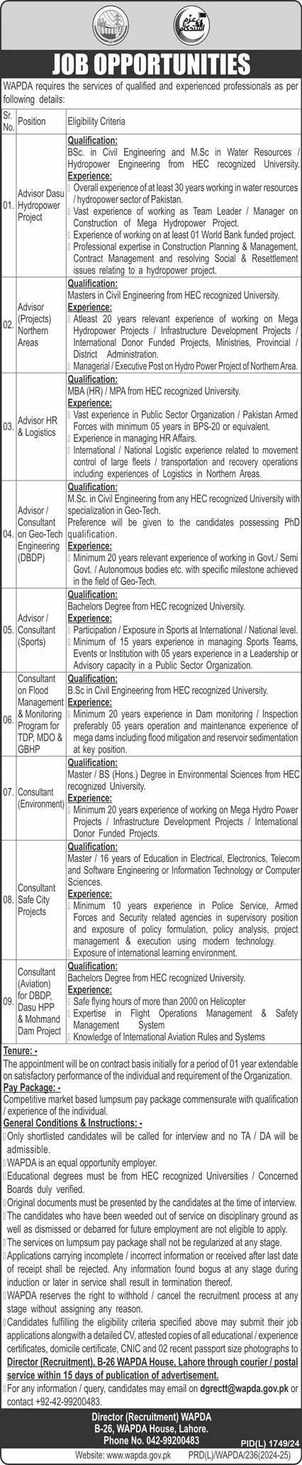 Latest Wapda Jobs Advertisement