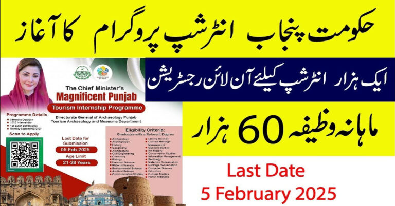 CM Punjab Tourism Internship Program 2025 – Monthly Stipend Rs. 60,000/-