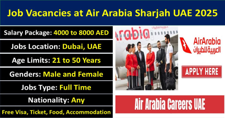 Job Vacancies at Air Arabia Sharjah UAE 2025