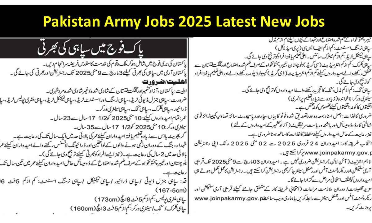 Pakistan Army Jobs 2025 Latest New Jobs