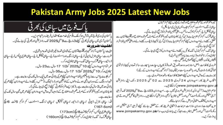 Pakistan Army Jobs 2025 Latest New Jobs