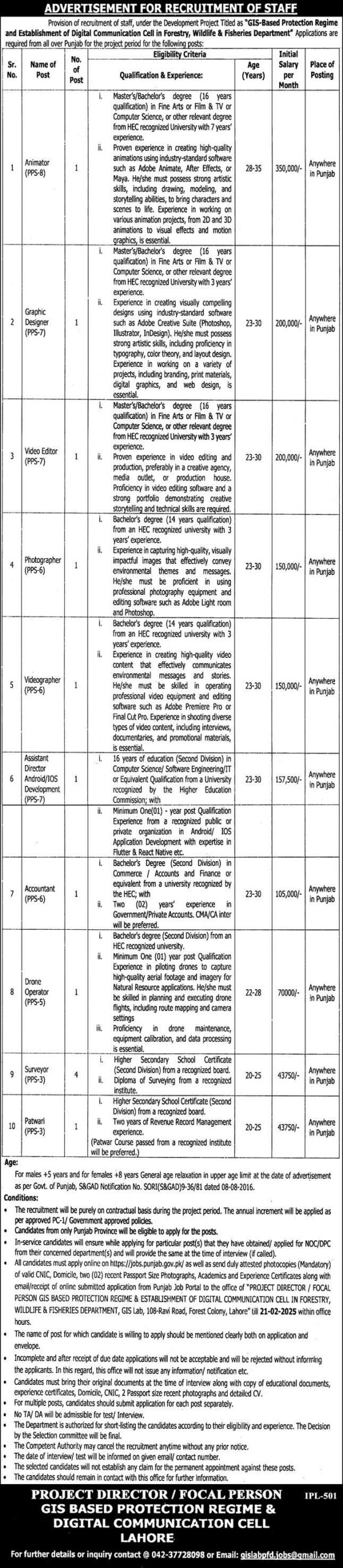 Wildlife & Fisheries Department Punjab Jobs 2025 – Apply Now