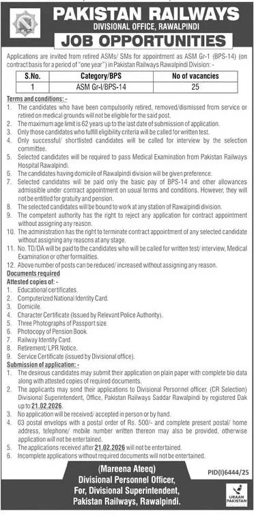 New Pakistan Railways ASM Jobs 2026 Apply Online