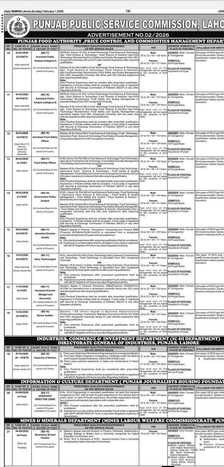 Punjab Food Authority Jobs 2026 Latest Government Vacancies